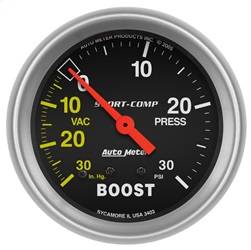 AutoMeter - AutoMeter 3403 Sport-Comp Mechanical Boost/Vacuum Gauge - Image 1