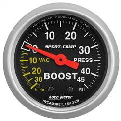 AutoMeter - AutoMeter 3308 Sport-Comp Mechanical Boost/Vacuum Gauge - Image 1