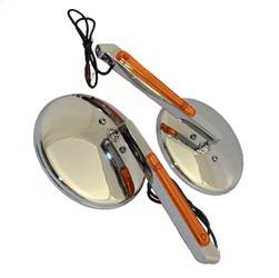 CIPA Mirrors - CIPA Mirrors 01907 Motorcycle Round LED Lighted Mirror Kit - Image 1